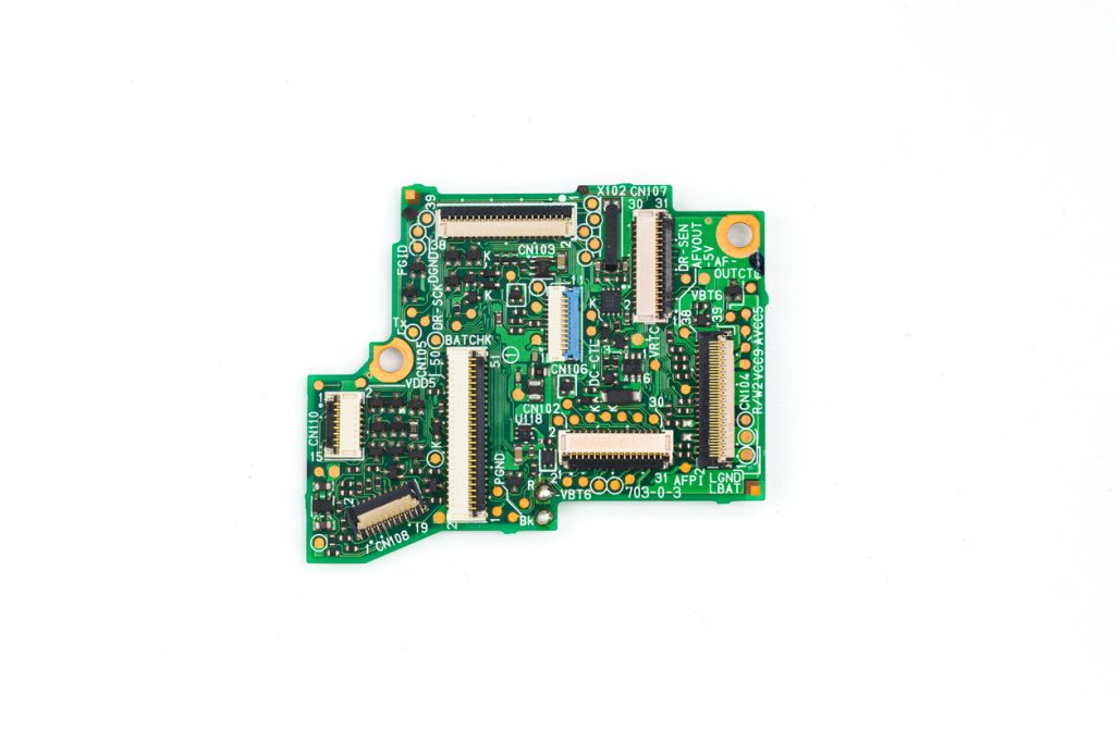A closeup of circuit board components